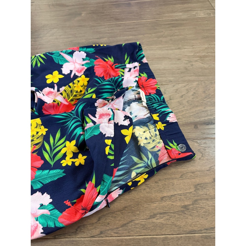 Soft‎ Surroundings Tropical Floral Wide Leg Pants Navy Blue Red PS Petite Small - Picture 4 of 10